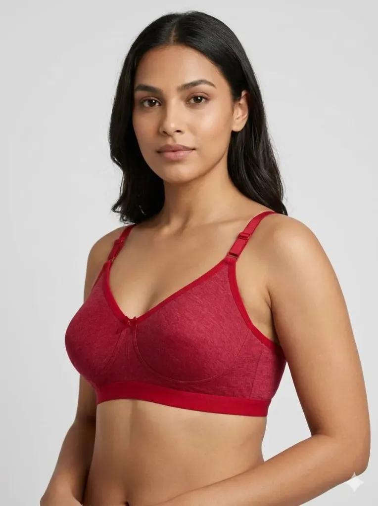 Women's Soft Cotton Seamed Cup Bra - Wirefree & Unpadded