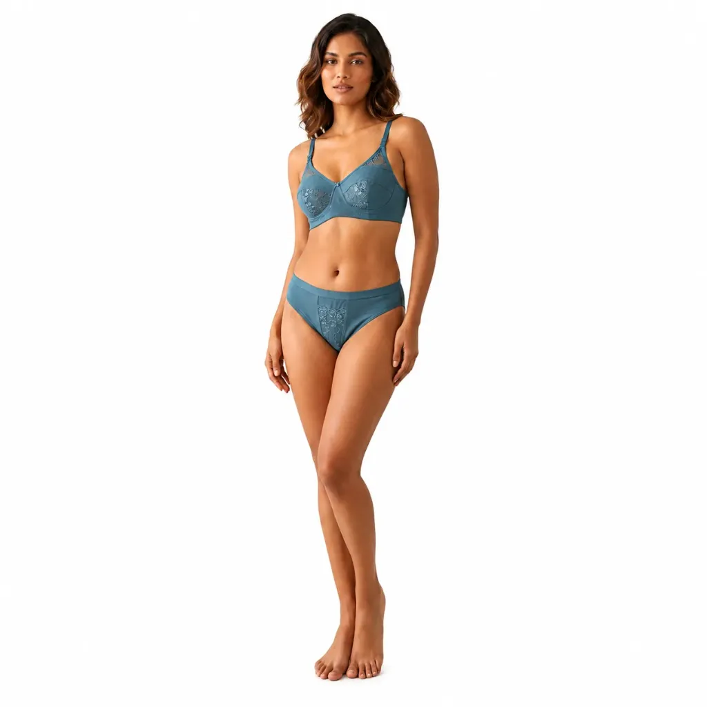 B&C Elegant Support Lingerie Set (Blue, 32)